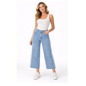 Hi-Rise Indigo cropped Frayed edge jeans - 27